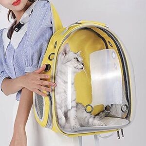 Yellow  PetPack Clear Bubble Pet Carrier Space Capsule Backpack Small Dogs Cats